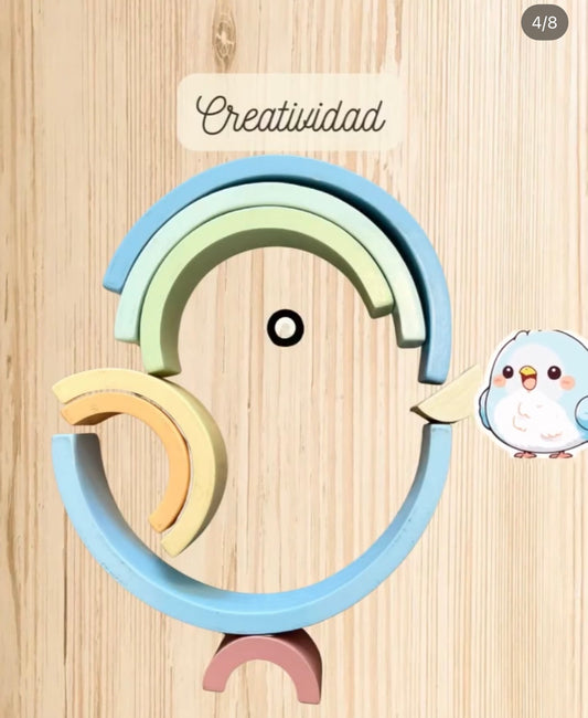 Arcoiris Montessori de madera apilable | Minino Panamá