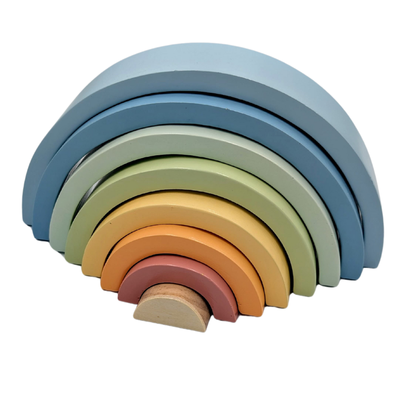 Arcoiris Montessori de madera apilable | Minino Panamá