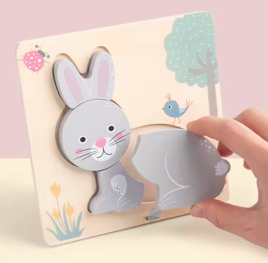 Set de Rompecabezas de Madera – Animales de Granja 🐮🦆🐑🐰