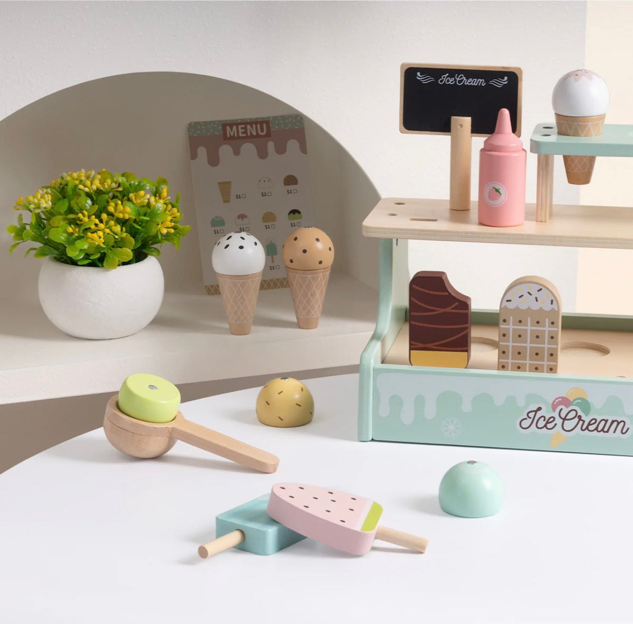 Set de Helados de Madera para Juego Simbólico Infantil