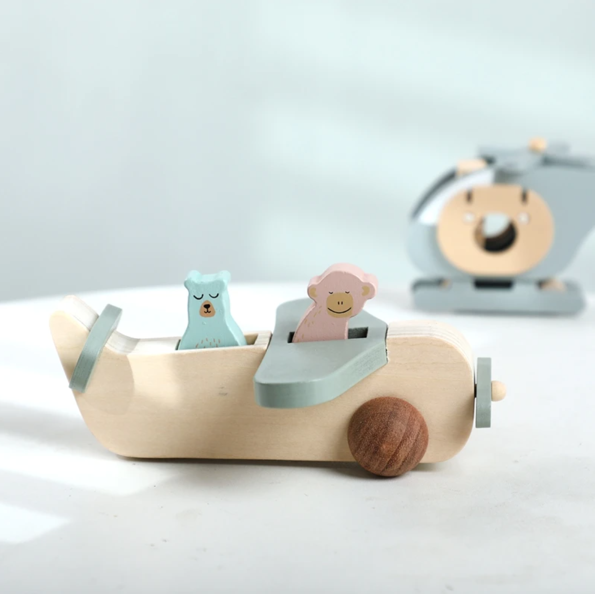 Set de Mini Pilotos – Avión y Helicóptero de Madera Montessori