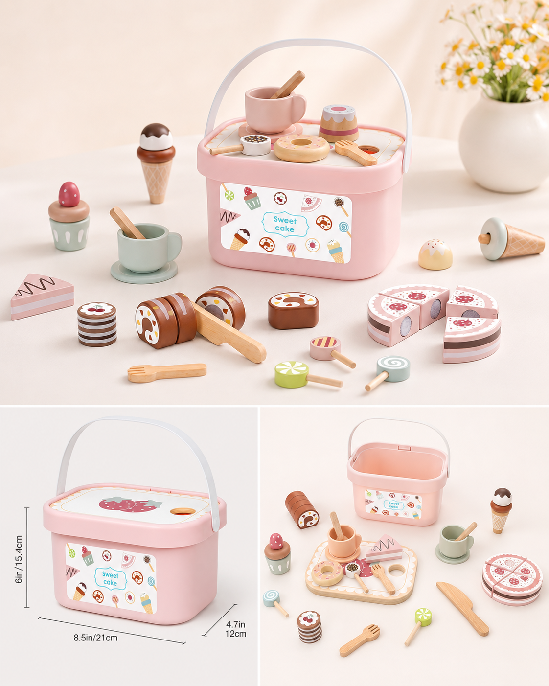 Set de Picnic Rosado de Madera para Niñas 3+