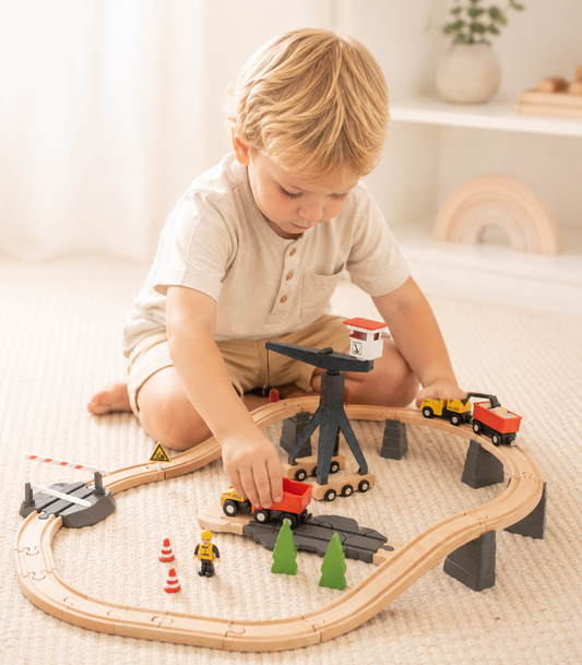 Pista de Construcción de Madera con Vehículos