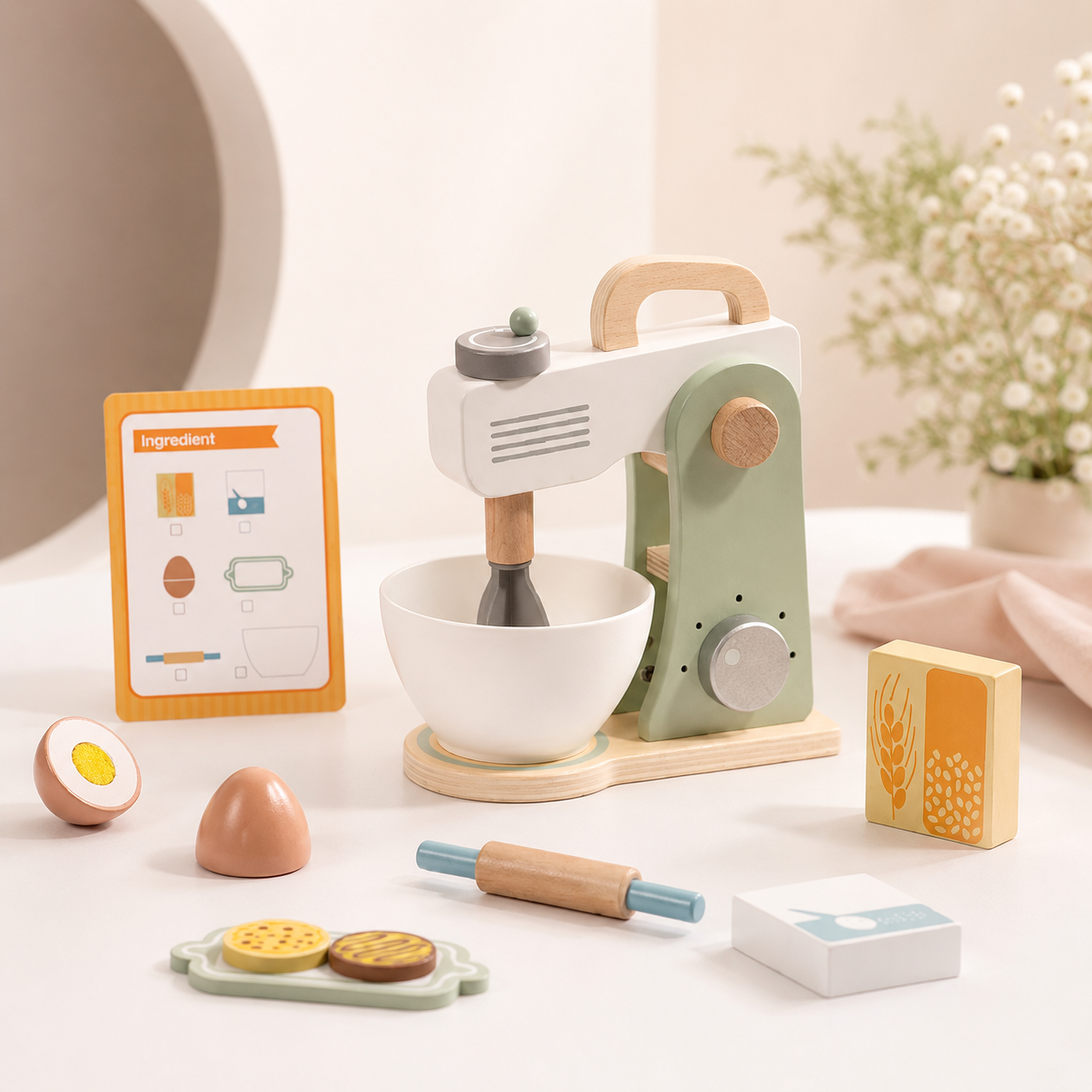 Batidora de Madera Infantil para Cocinita de Juguete