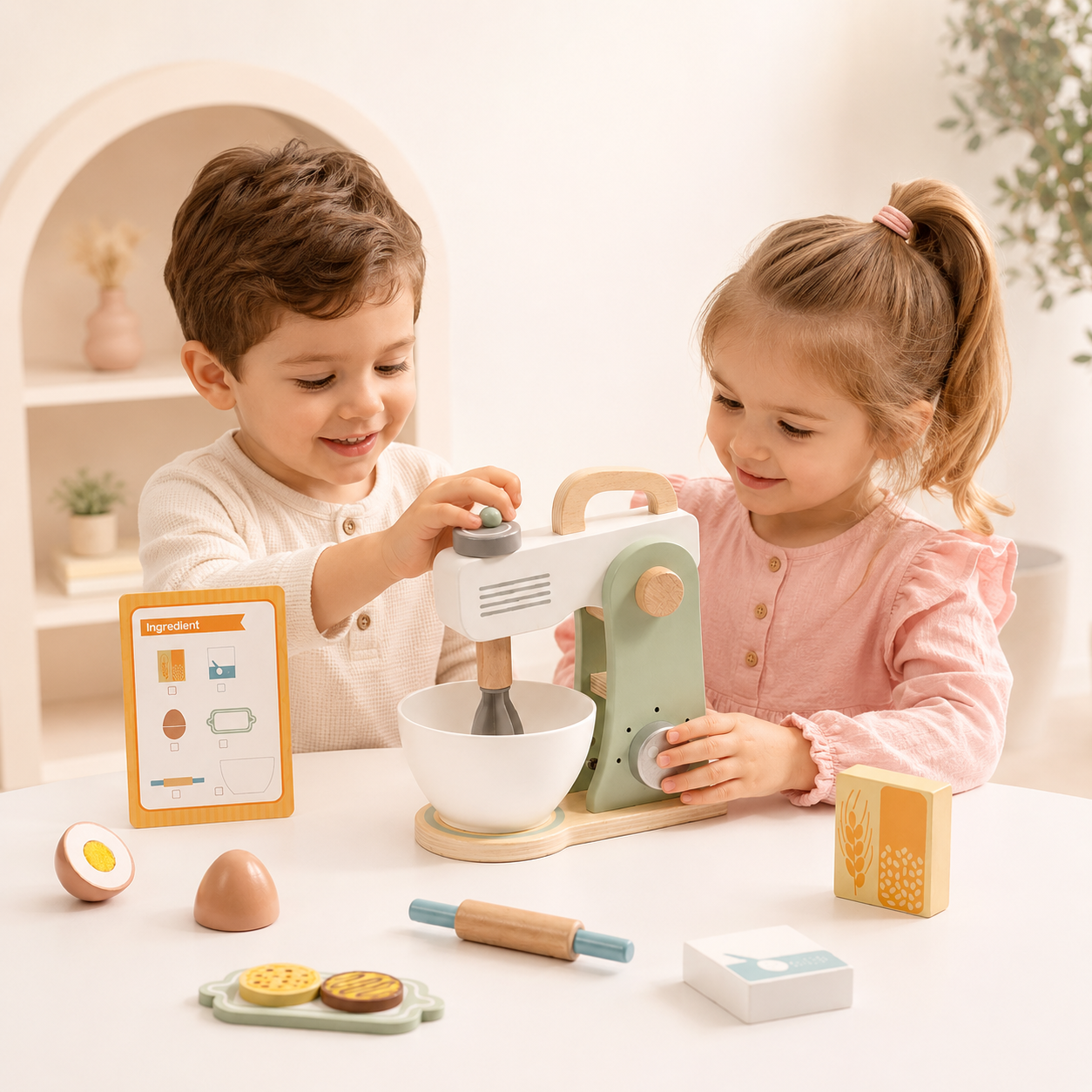 Batidora de Madera Infantil para Cocinita de Juguete