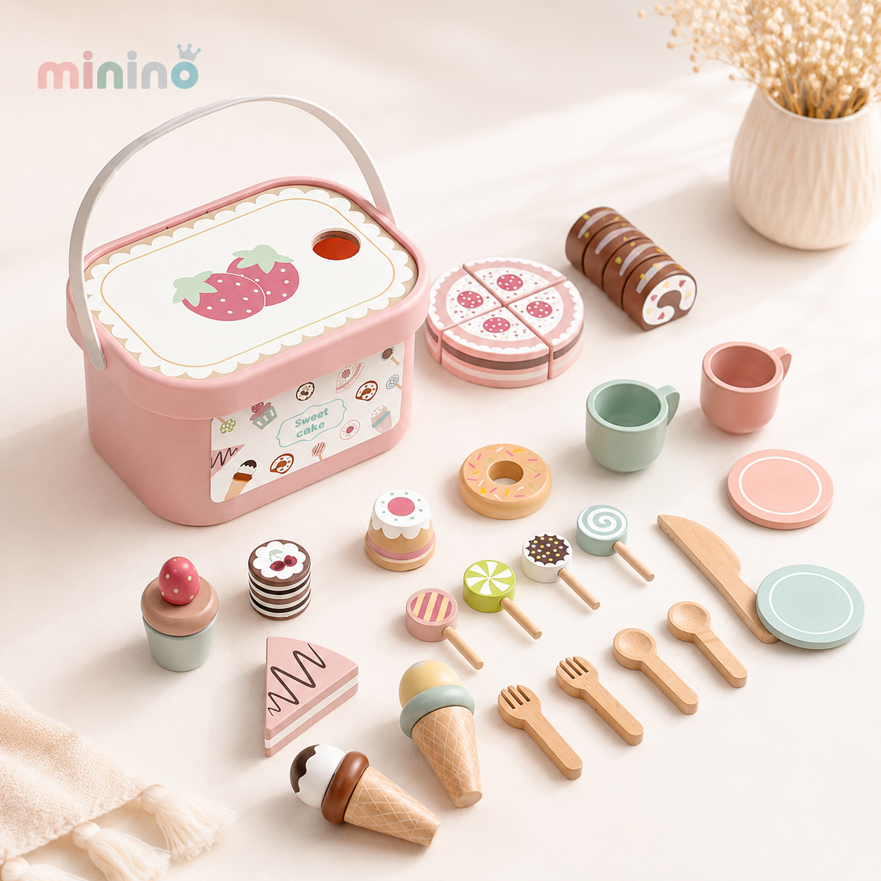 Set de Picnic Rosado de Madera para Niñas 3+