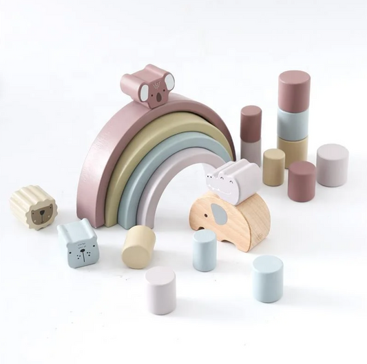 Elefantito de balance con Mini-Arcoíris Waldorf