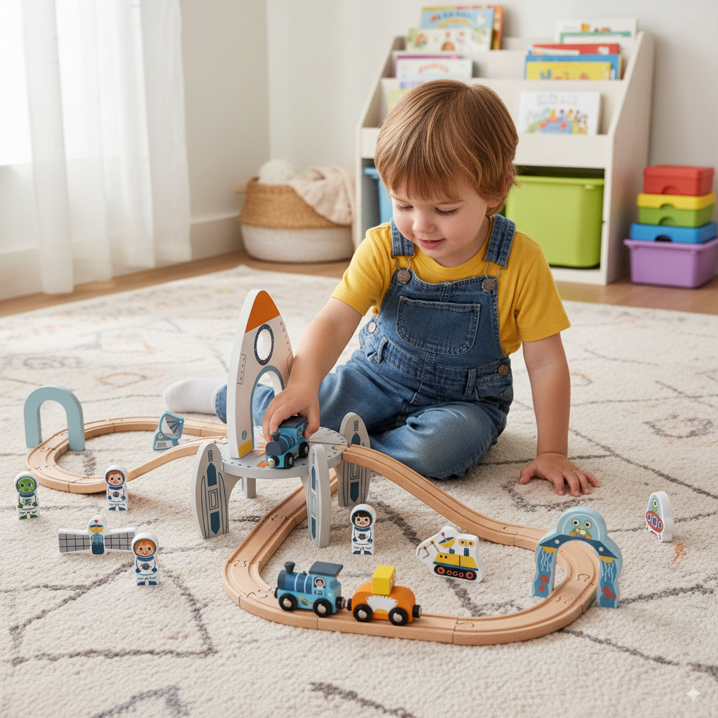 Pista de Tren Espacial - Juguete de Construcción para Niños 3 Años+