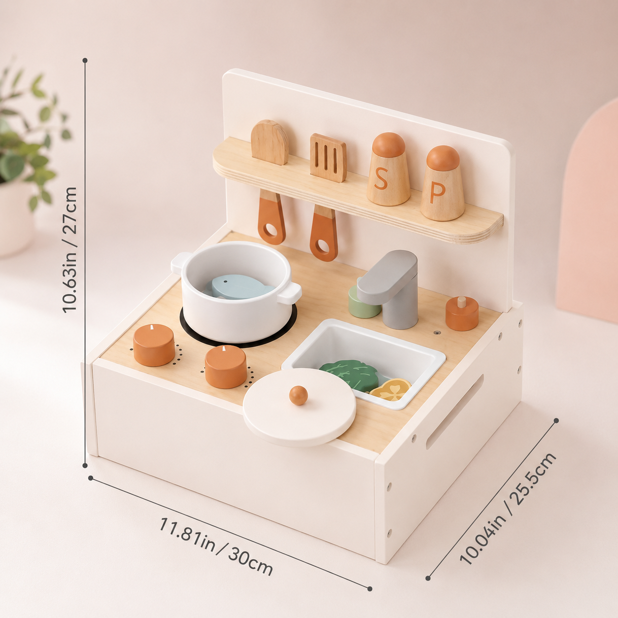 Cocinita de Madera Pequeña para Juego Simbólico 2 a 5 Años