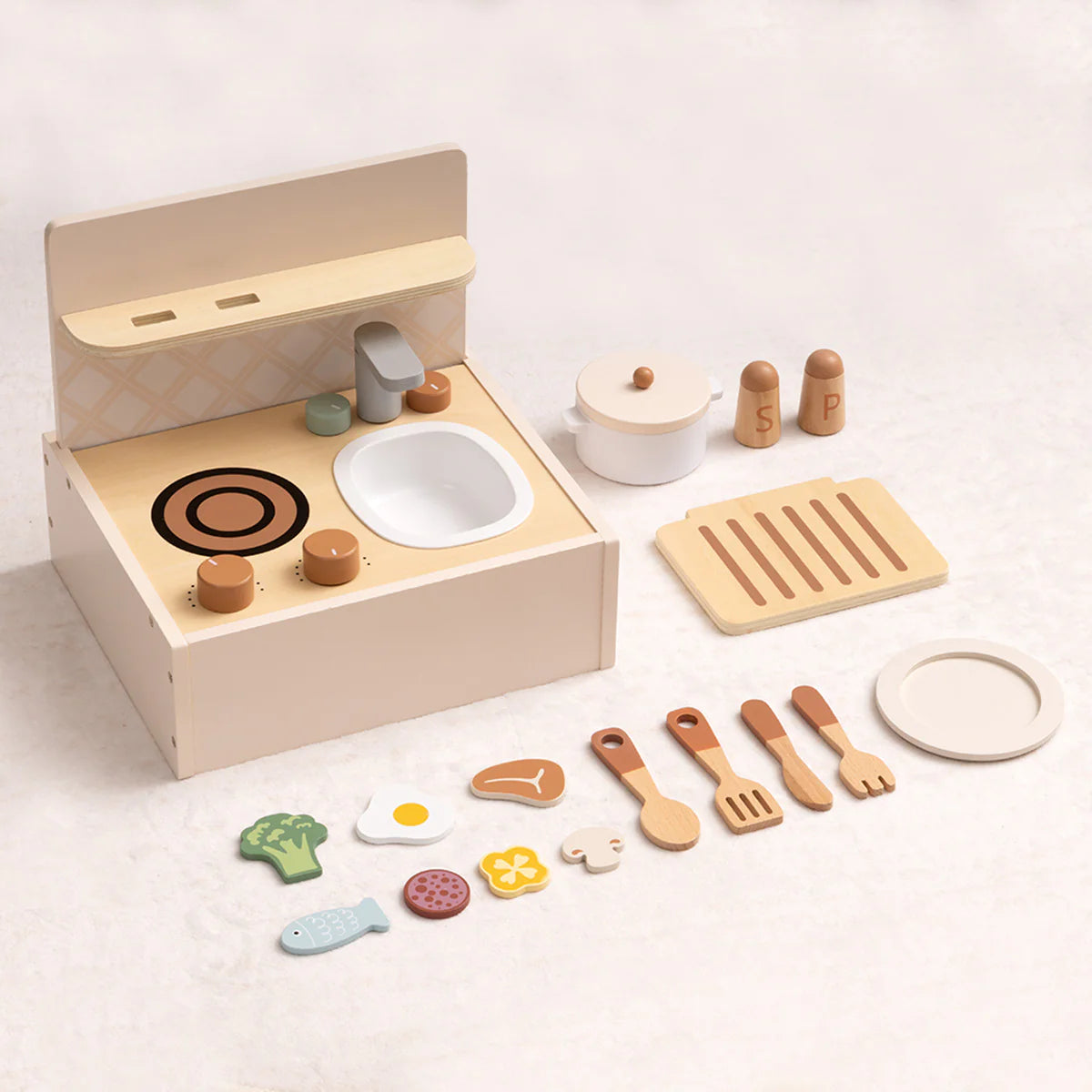 Cocinita de Madera Pequeña para Juego Simbólico 2 a 5 Años