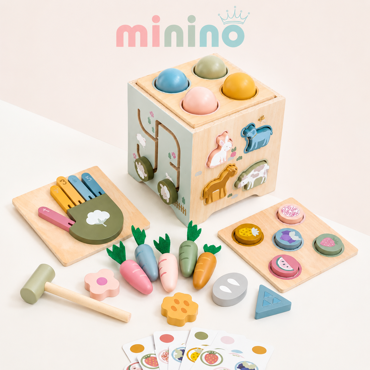 Cubo Didáctico de Madera para Motricidad Fina y Aprendizaje