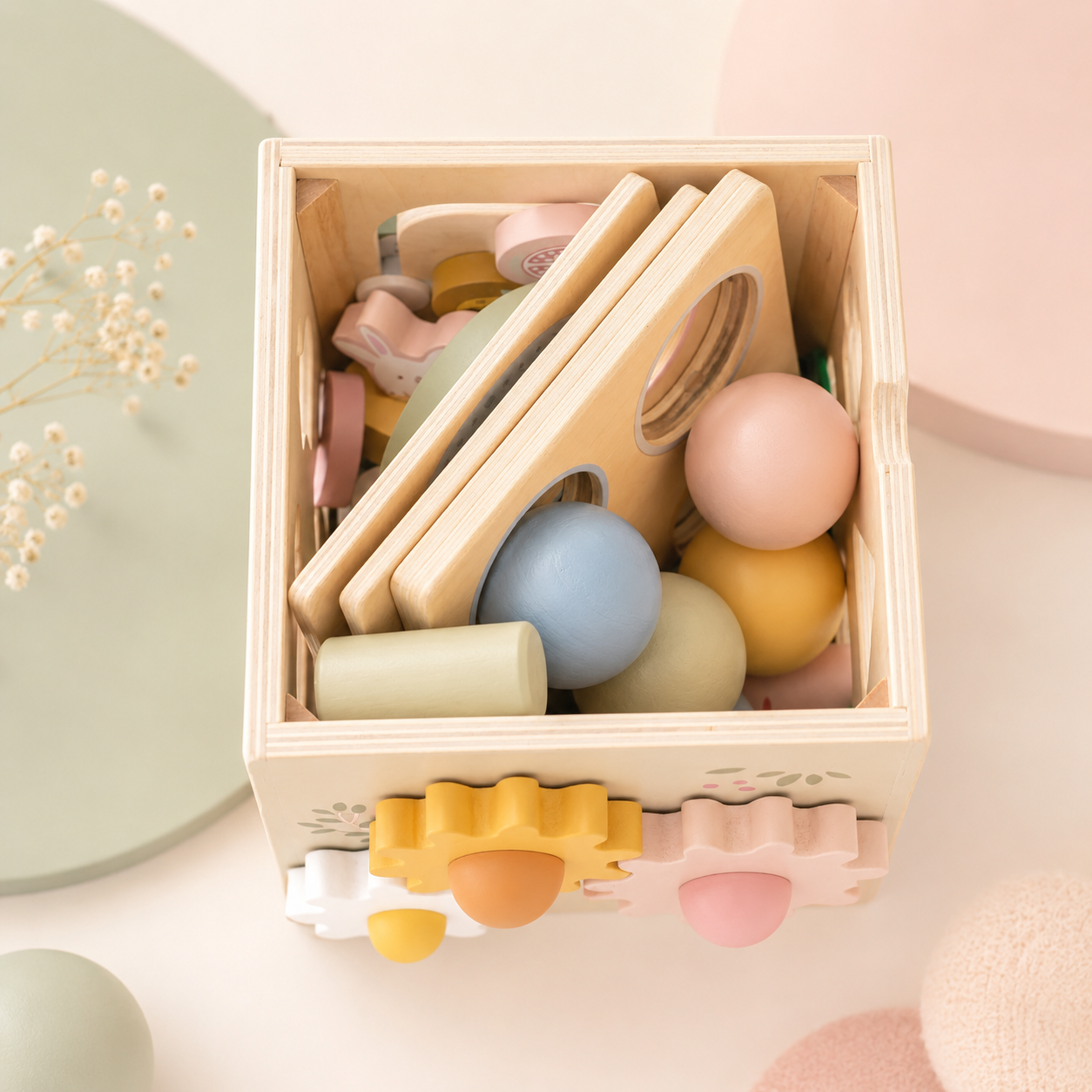 Cubo Didáctico de Madera para Motricidad Fina y Aprendizaje