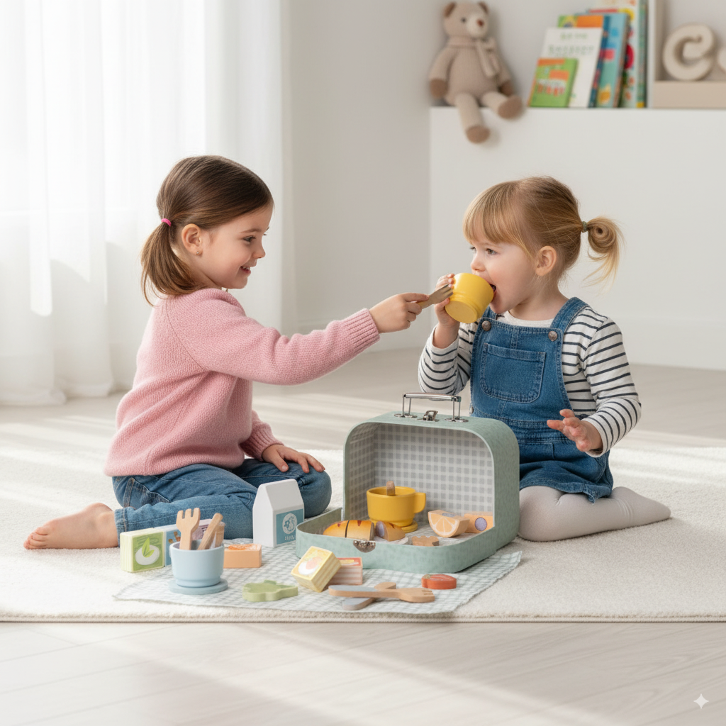 Set de Picnic de Madera para Niñas 3+ Juego Simbólico