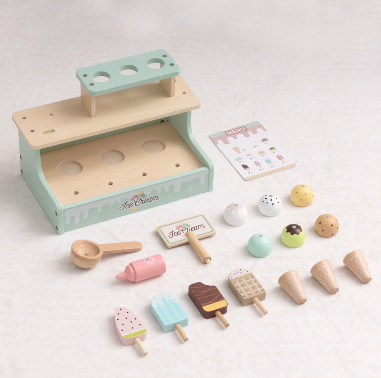 Set de Helados de Madera para Juego Simbólico Infantil