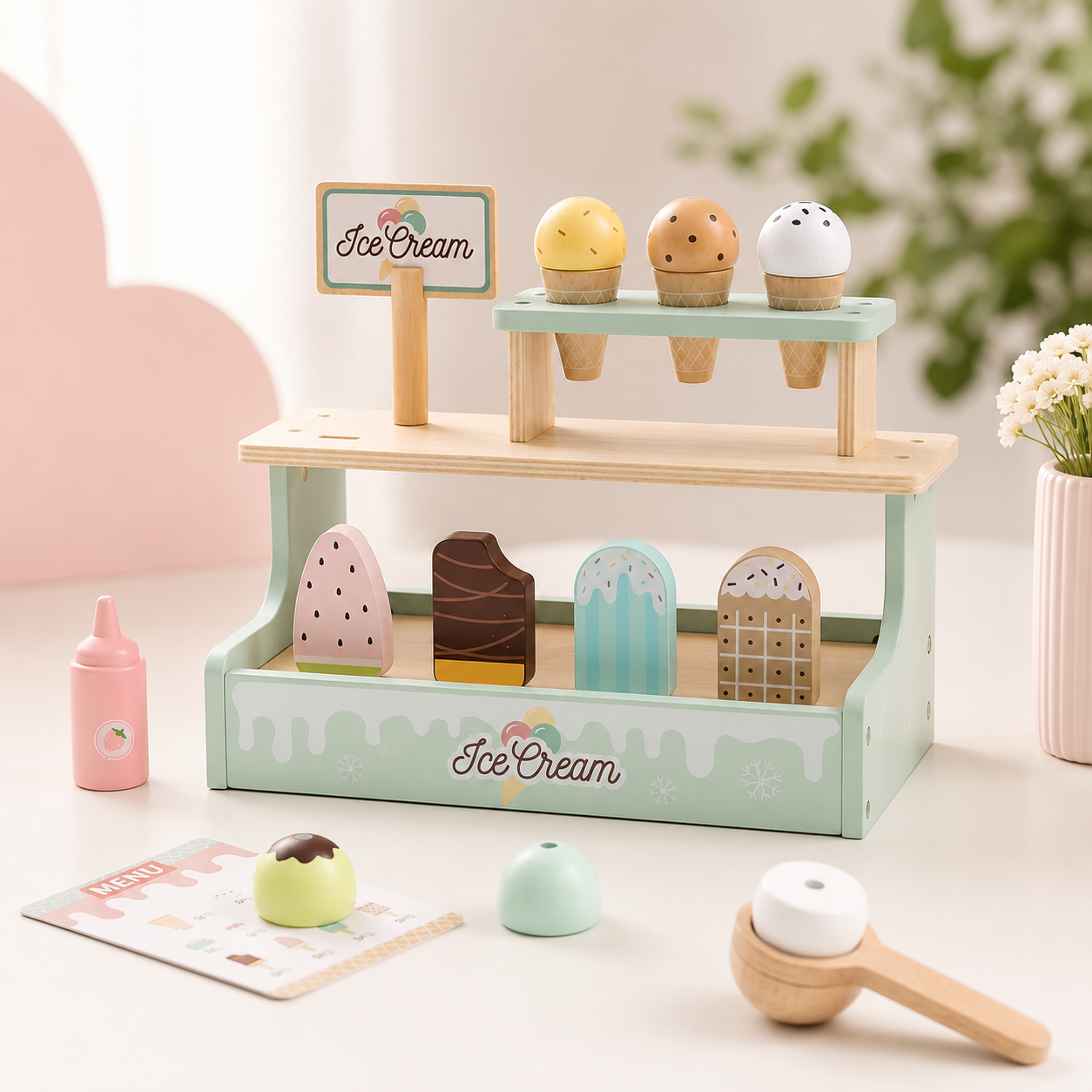 Set de Helados de Madera para Juego Simbólico Infantil