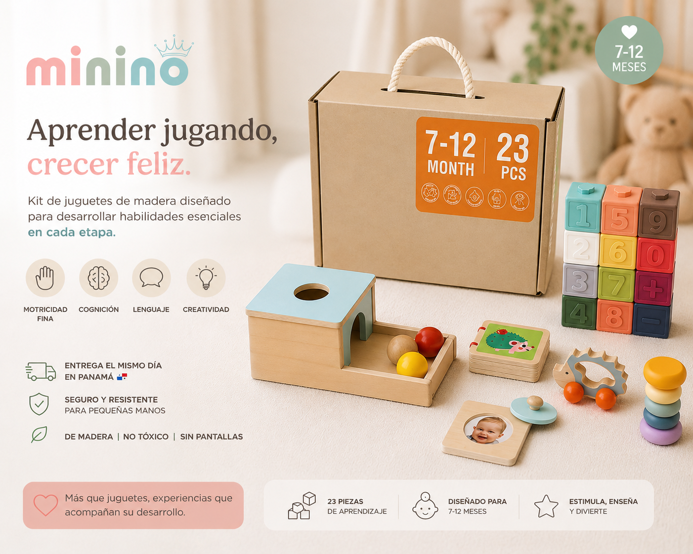 Kit de Aprendizaje Montessori para Bebés de 7 a 12 Meses