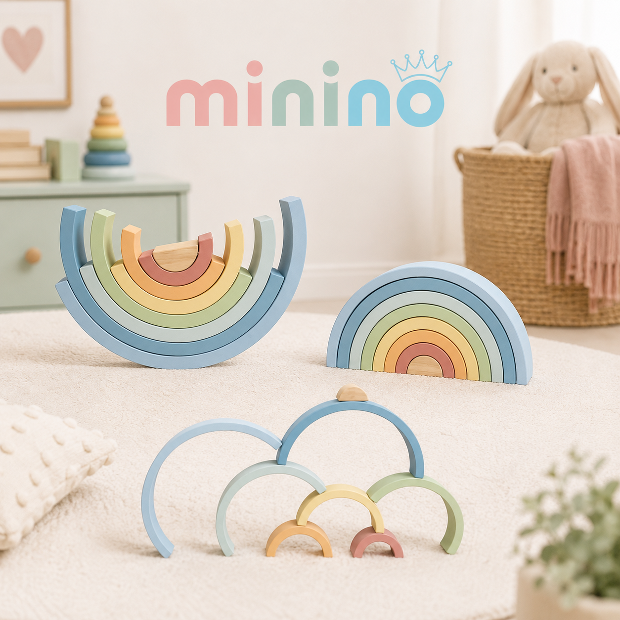 Arcoíris Montessori de Madera Apilable para Bebés