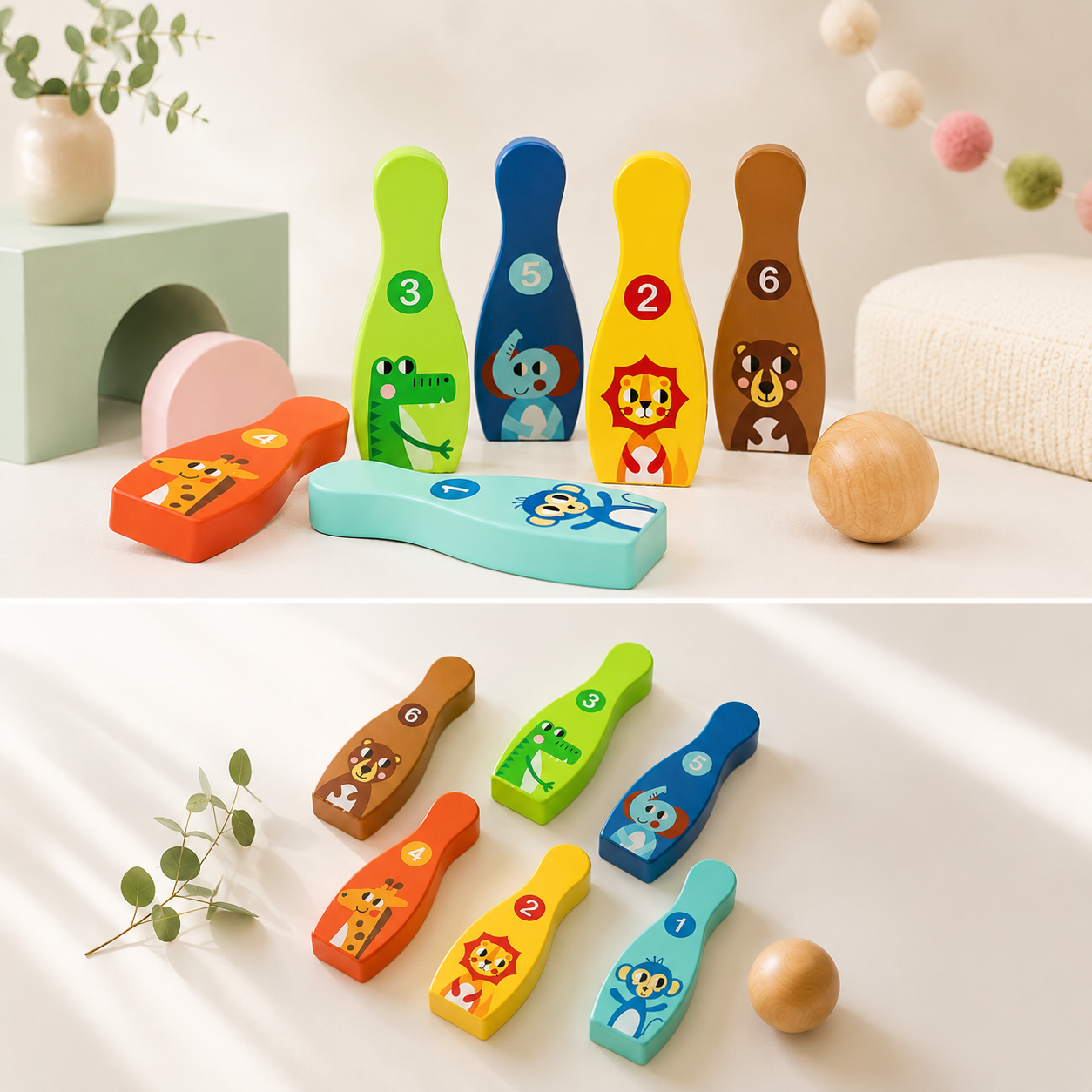 Bolos de madera para niños | Juguete Montessori en Panamá