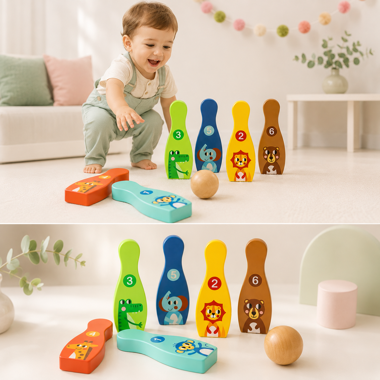 Bolos de madera para niños | Juguete Montessori en Panamá