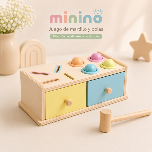 Banco de Golpe Montessori de Madera para Motricidad Fina