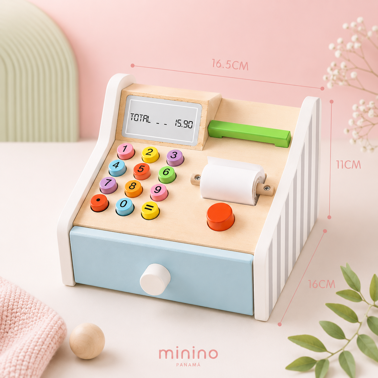 Caja Registradora de Madera para Aprender Números y Juego de Tienda