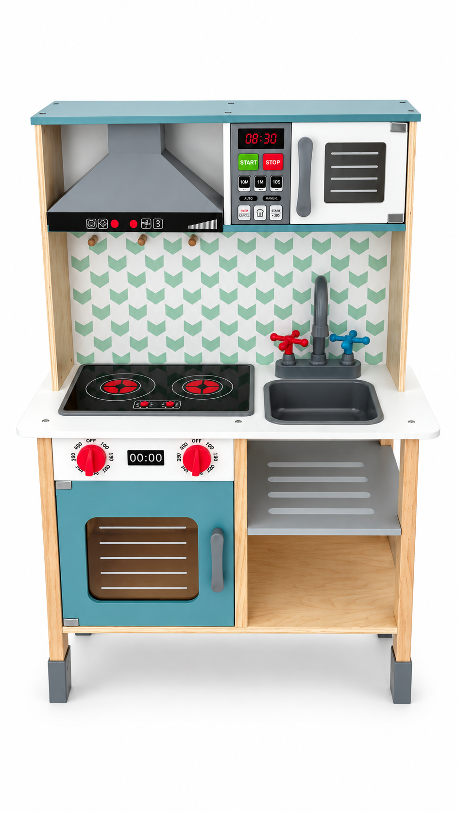 Cocina de Madera Celeste – Última unidad (sin utensilios colgantes) Solo Retiro.
