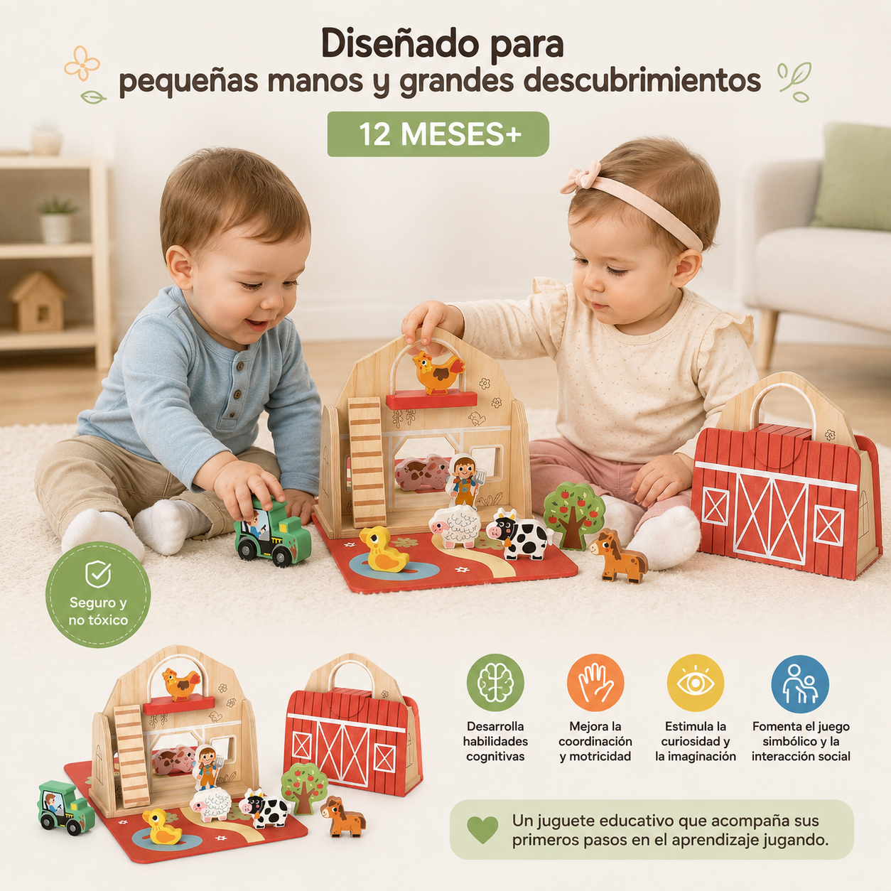 La Granja Montessori -Juguete para Desarrollar el Habla en Niños 1 a 3 Años
