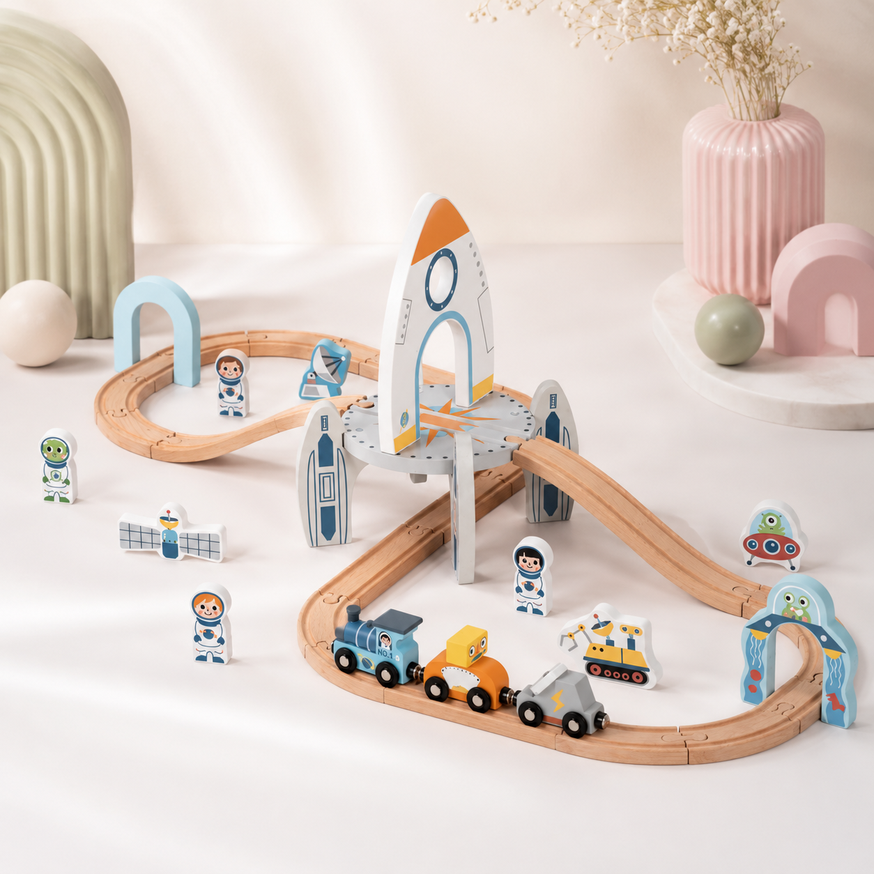 Pista de Tren Espacial - Juguete de Construcción para Niños 3 Años+