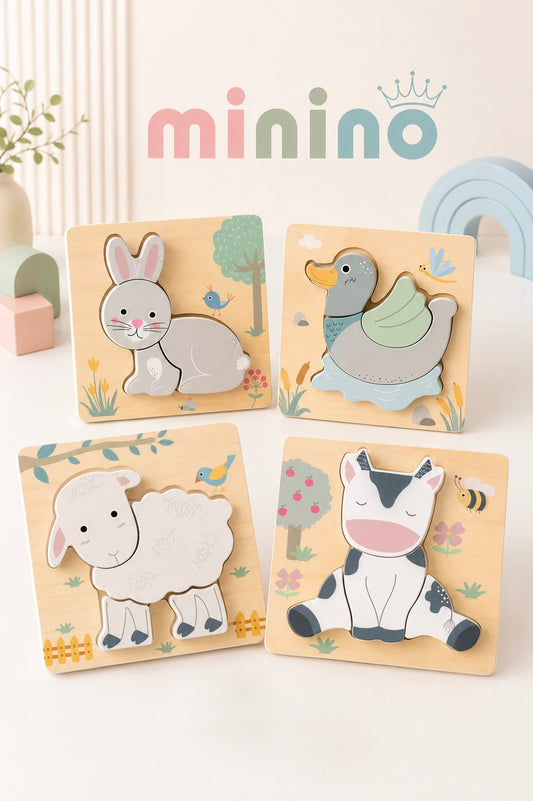 Set de Rompecabezas de Madera – Animales de Granja