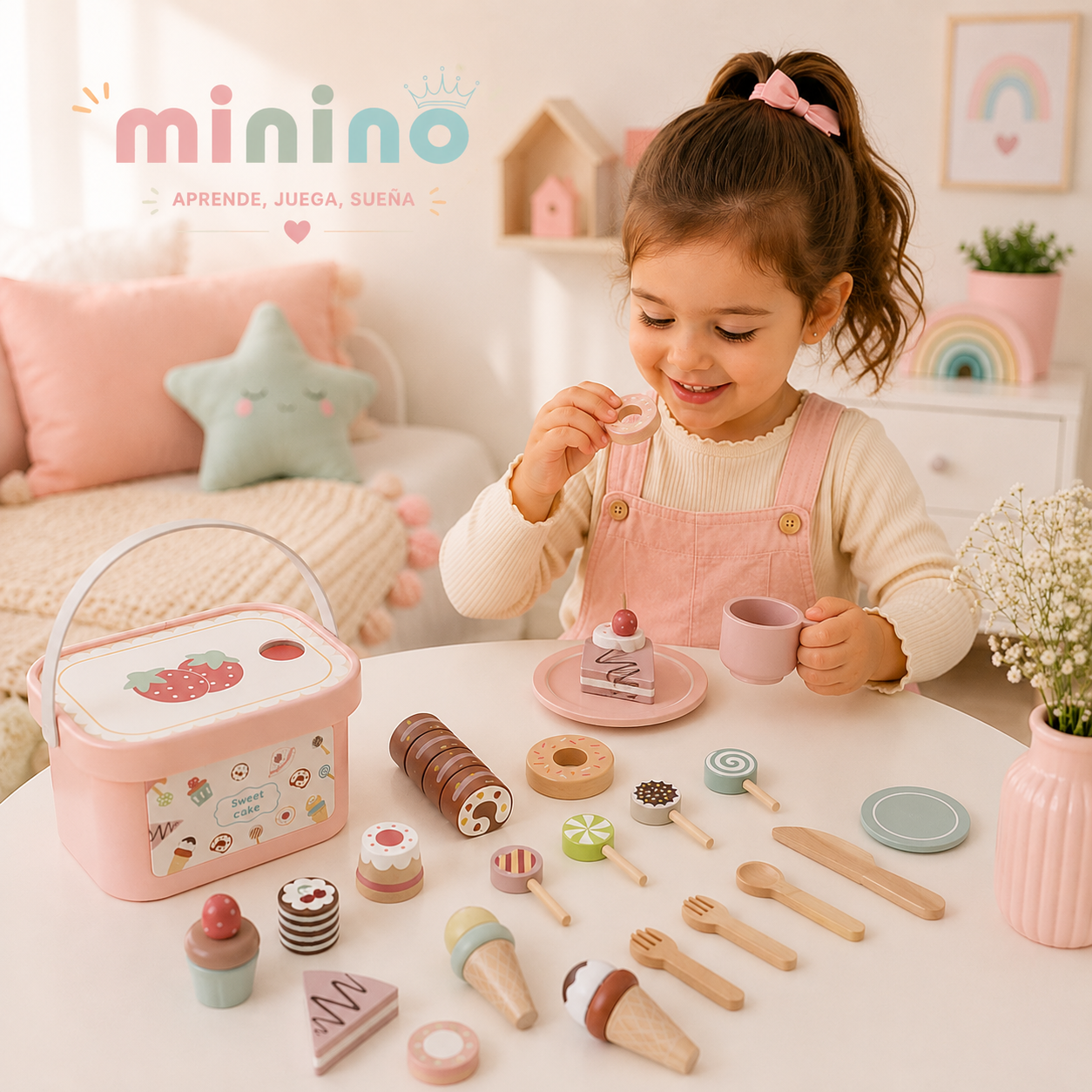 Set de Picnic Rosado de Madera para Niñas 3+