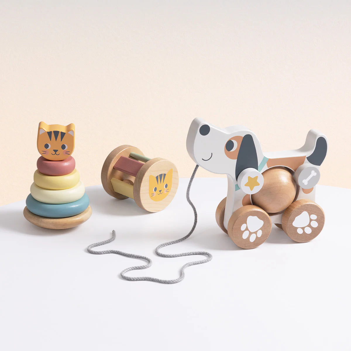 Set 3 en 1 con perrito de madera