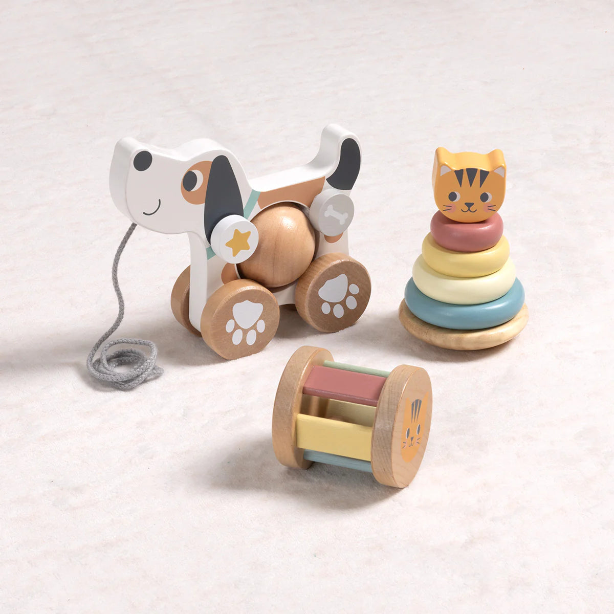 Set 3 en 1 con perrito de madera