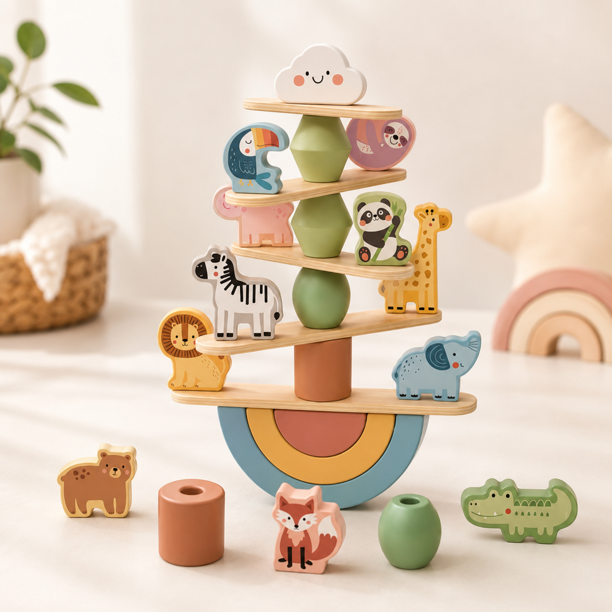 Torre Safari de Equilibrio de Madera - Juego de equilibrio