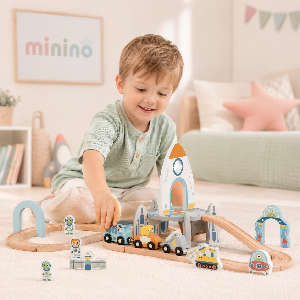 Pista de Tren Espacial - Juguete de Construcción para Niños 3 Años+