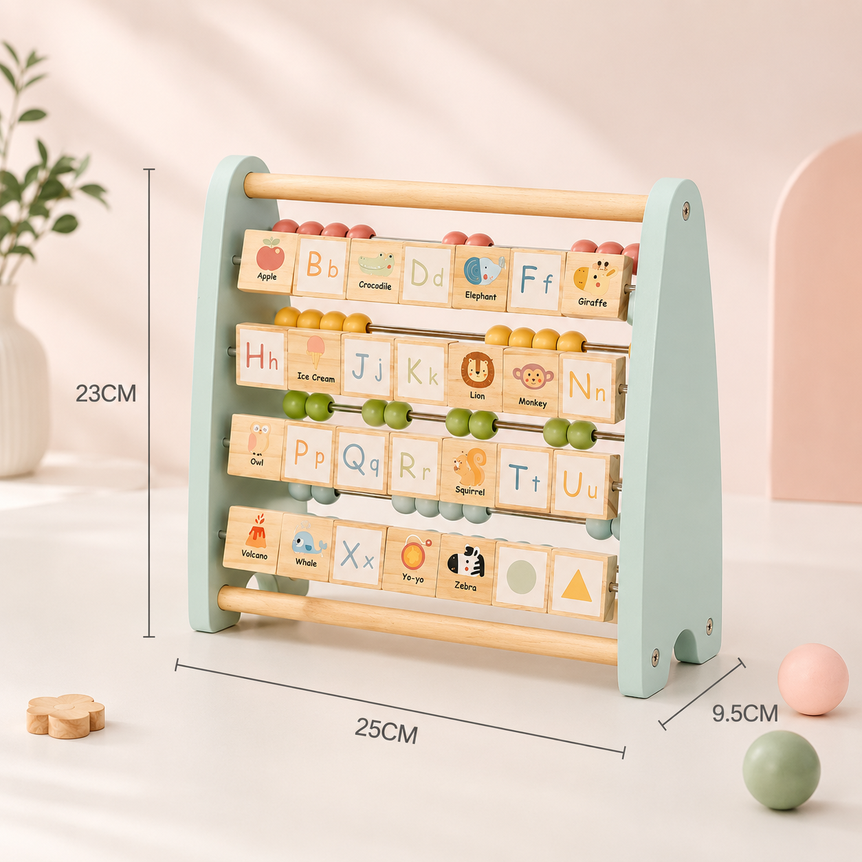 Ábaco Montessori Doble Cara para Letras y Números