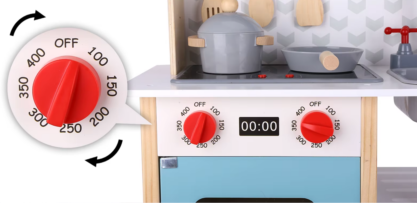 Cocinita Grande  con luces y sonido de Madera con Accesorios
