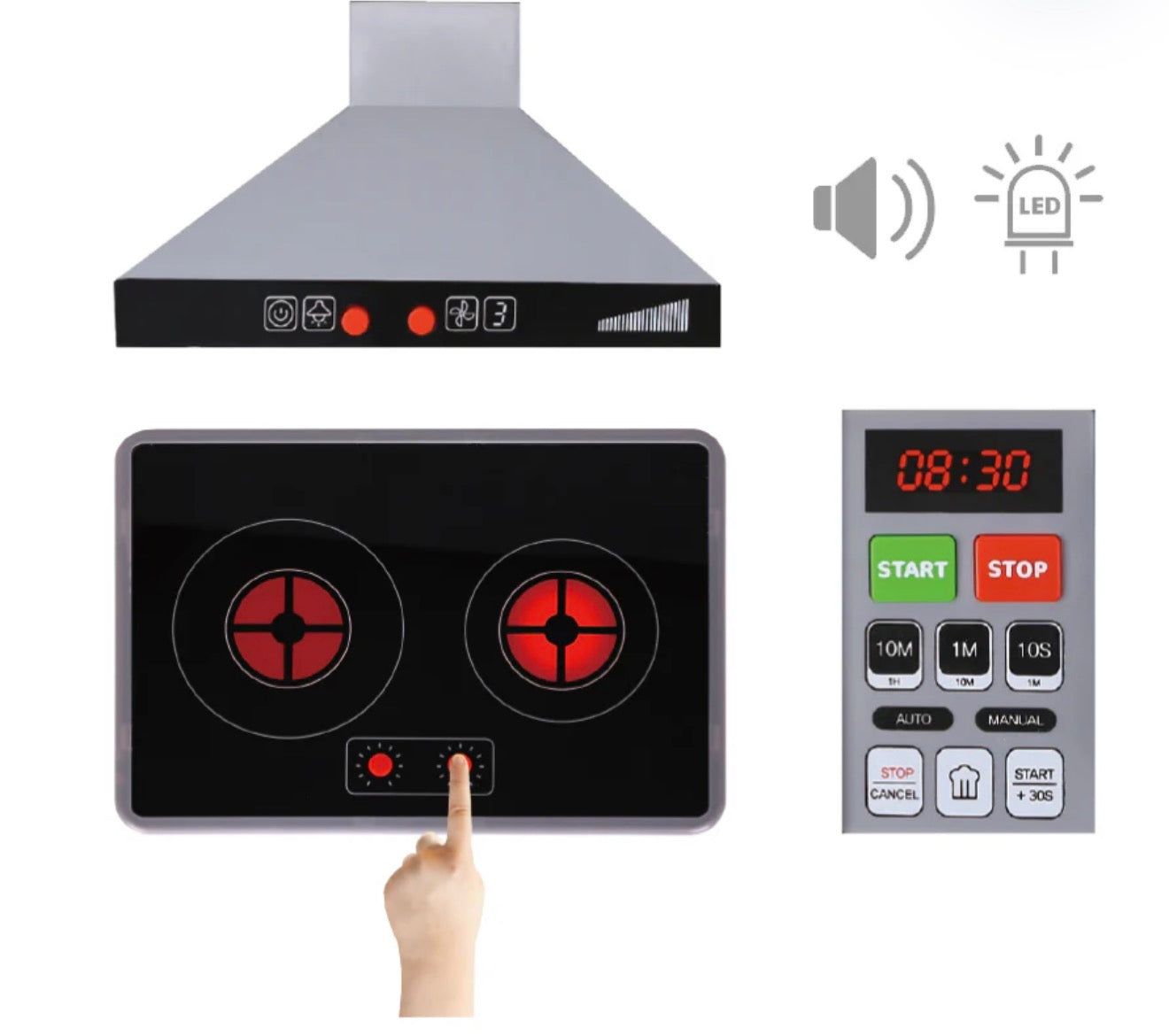 Cocinita Grande  con luces y sonido de Madera con Accesorios
