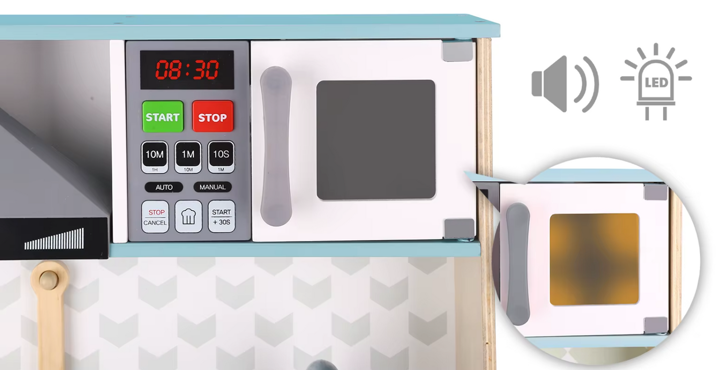 Cocinita Grande  con luces y sonido de Madera con Accesorios