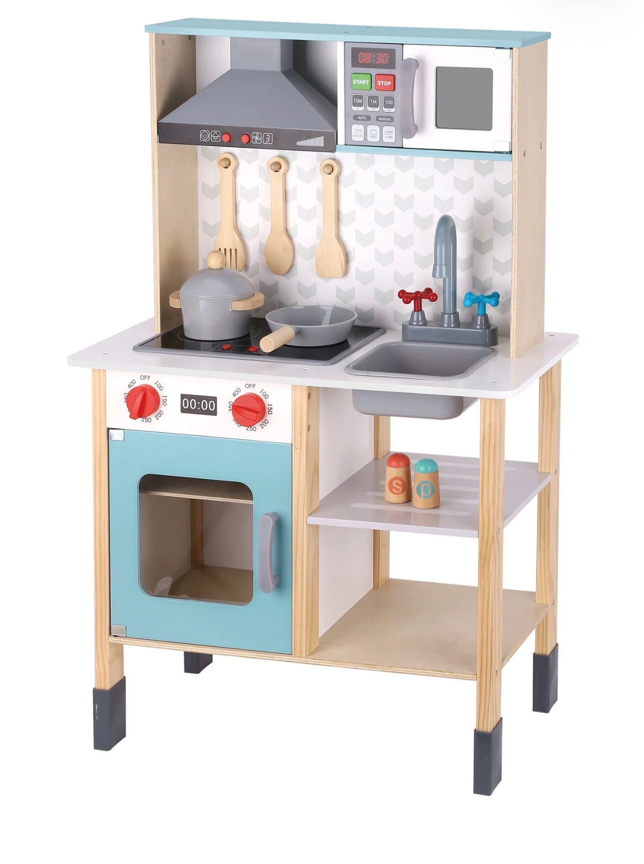 Cocinita Grande  con luces y sonido de Madera con Accesorios