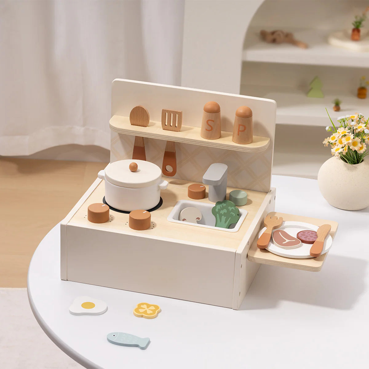 Cocinita de Madera Pequeña para Juego Simbólico 2 a 5 Años