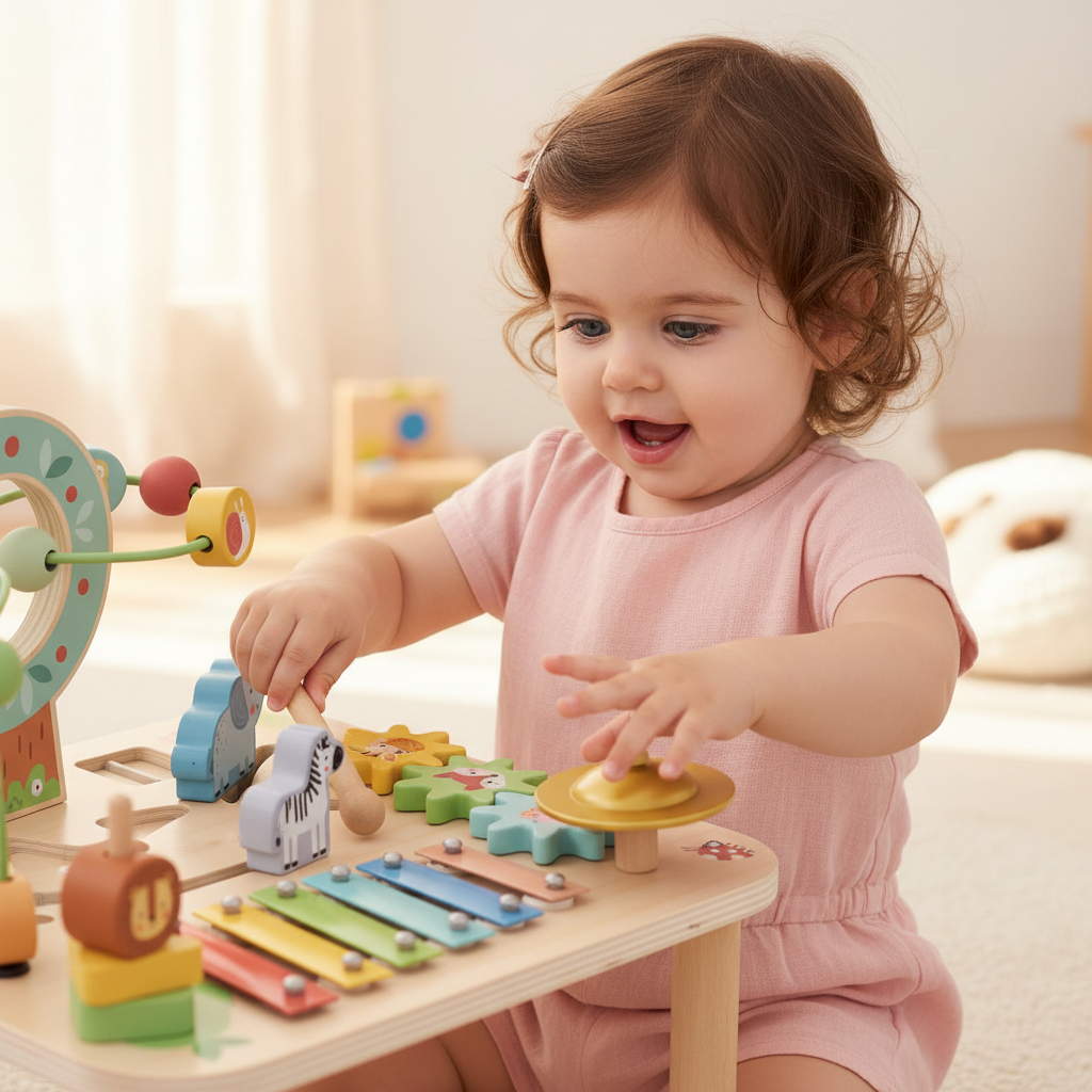Mesa pequeña de actividades con animales