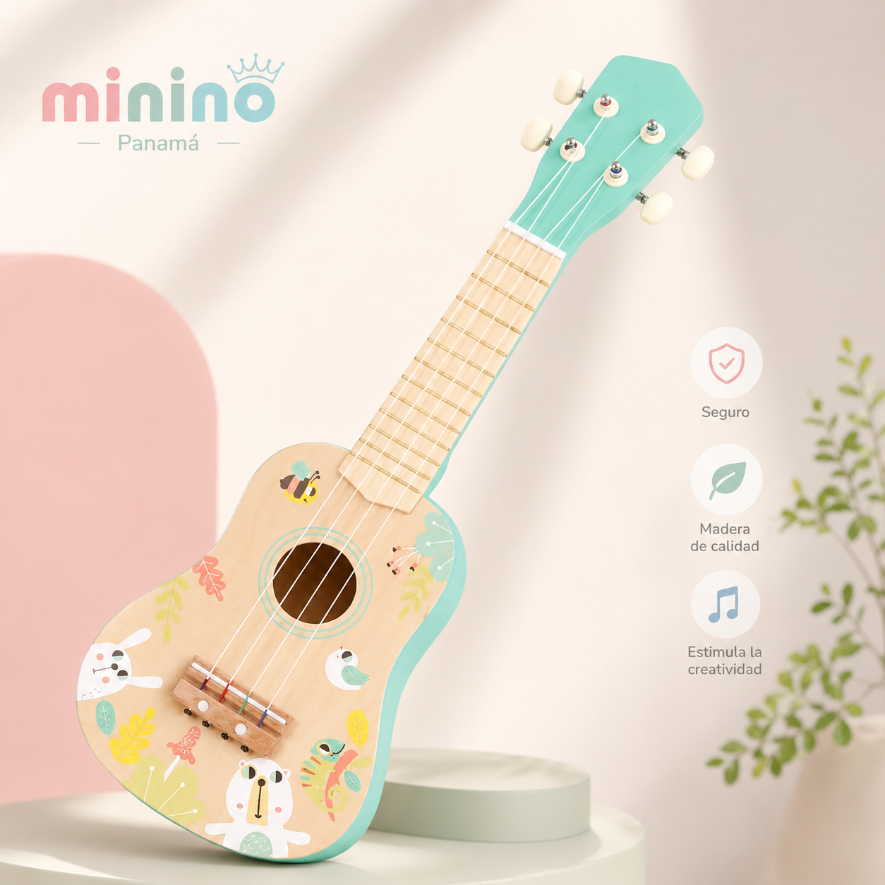🎶 Ukulele infantil de Madera -Niños instrumento musical