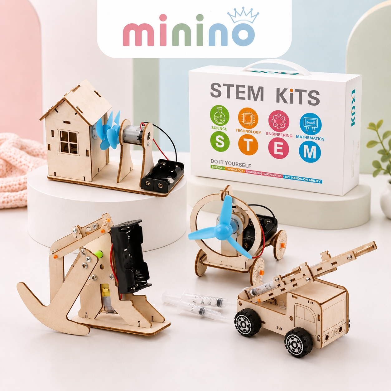 Kits STEM de Madera -Juego de Ciencia y Construcción Educativo 8 Años+