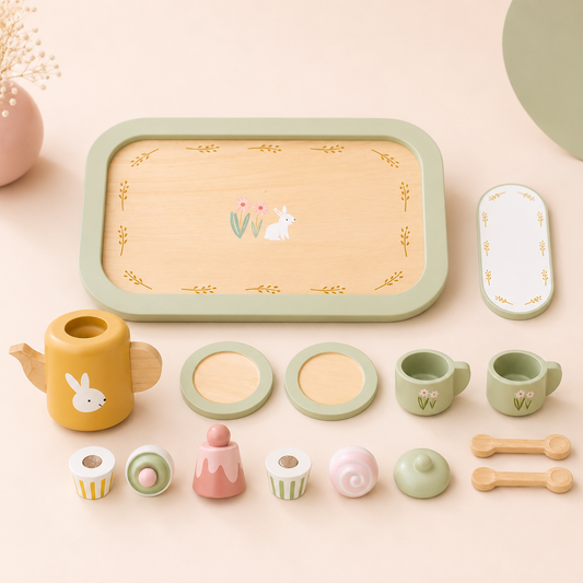 Juego de Té Infantil de Madera de conejo