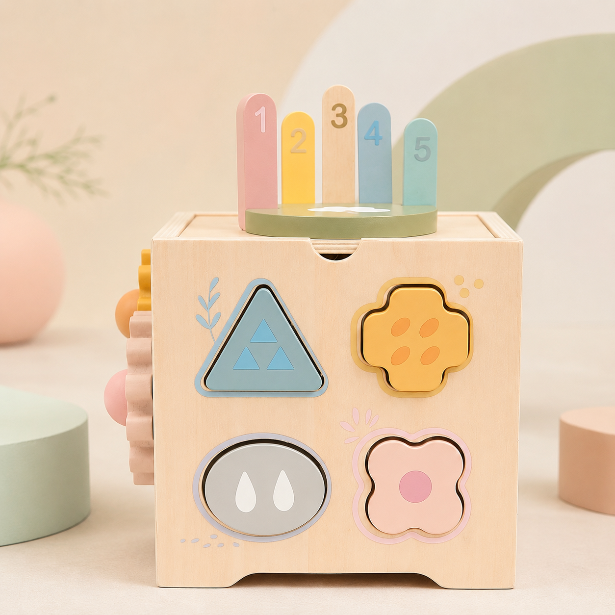 Cubo Didáctico de Madera para Motricidad Fina y Aprendizaje