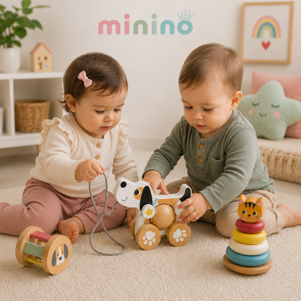Set Montessori 3 en 1 con Perrito de Madera