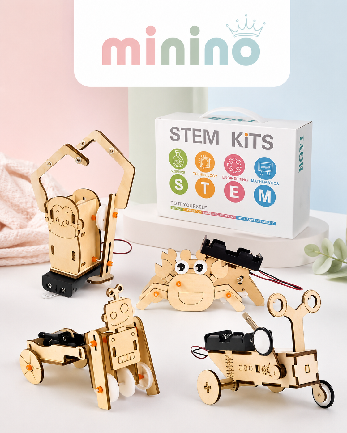 Kits STEM de Madera -Juego de Ciencia y Construcción Educativo 8 Años+
