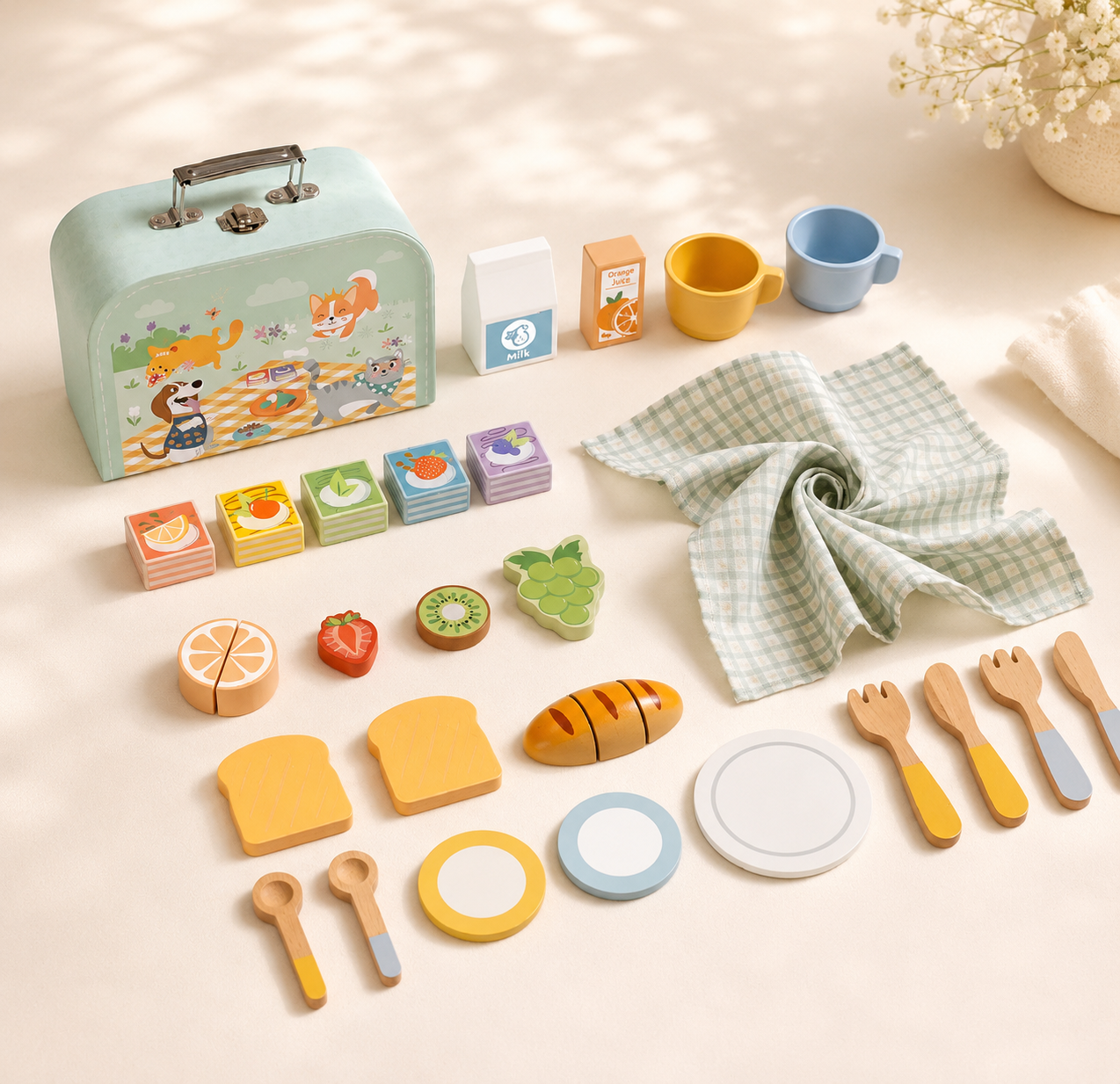Set de Picnic de Madera para Niñas 3+ Juego Simbólico