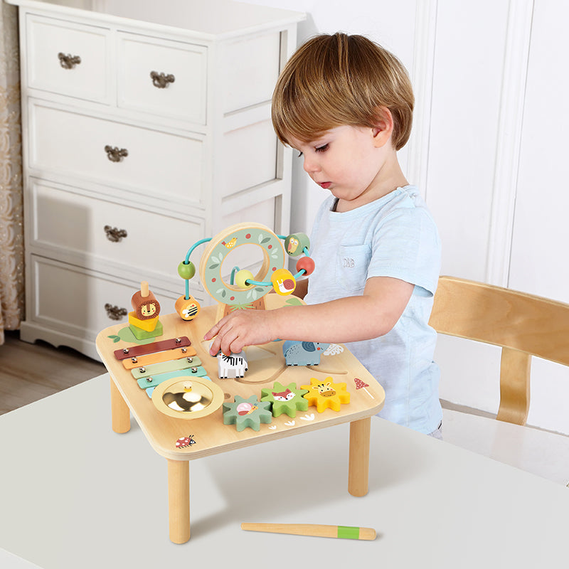 Mesa de  Madera de actividades con animales para 1 año