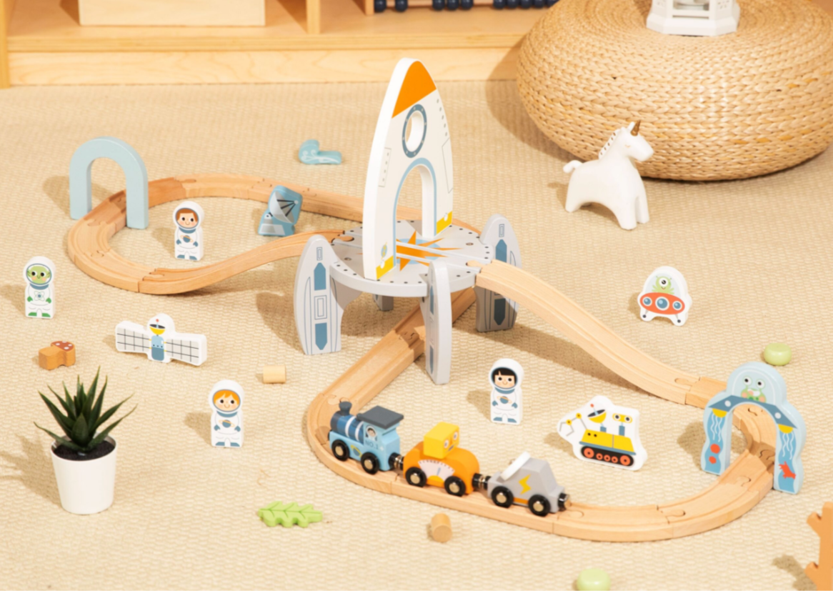 Pista de Tren Espacial - Juguete de Construcción para Niños 3 Años+